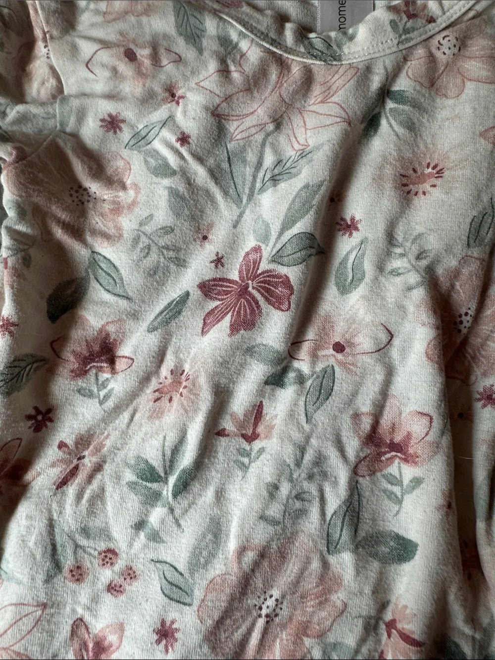 Girls' Floral Short-Sleeve Pajama Set in Light Pink